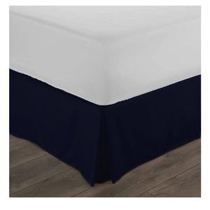 Twin Navy Blue Bed Skirt and Pillow Sham